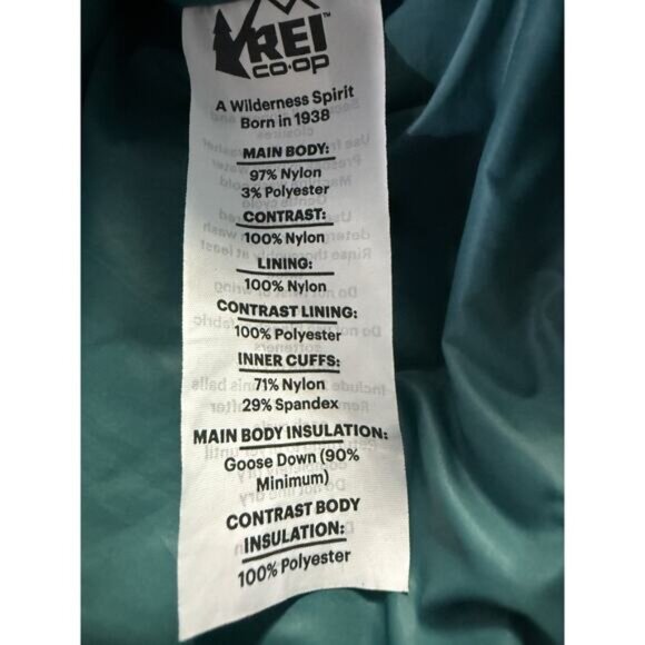 REI Stormhenge 850 Goose Down Parka Womens Sz L Teal Hydrowall Waterproof Jacket - Picture 13 of 13